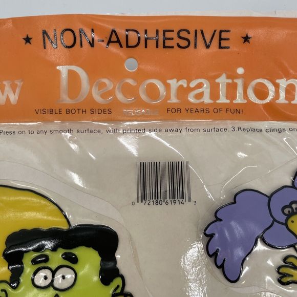 VTG Classic Clings Halloween Window Decorations Frankenstein Jack O Lantern 1989 - Picture 3 of 11